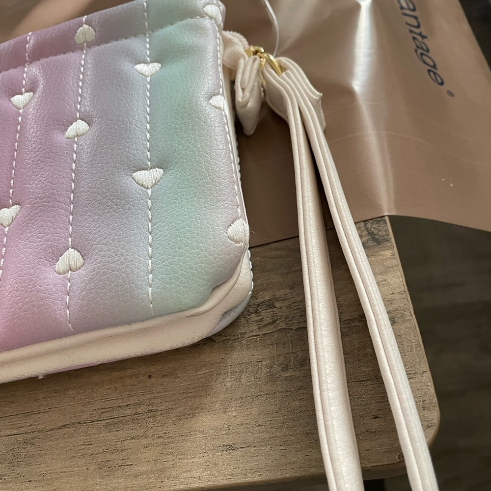Luv Betsey by Betsey Johnson Ombre Pastel Quilted zip top Wristlet Bag pouch - Picture 4 of 10